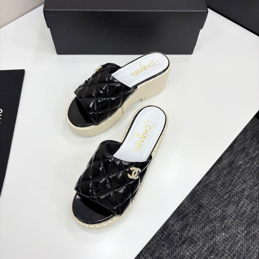 CC 25 Platform Slides Cowhide and Sheepskin 270783
