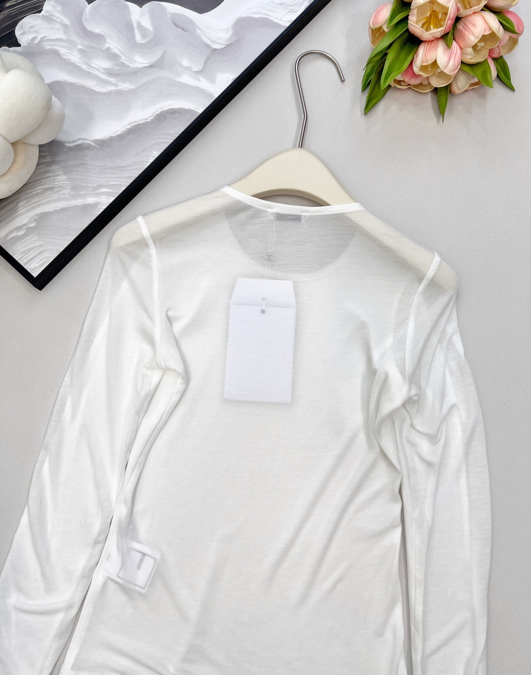 CC 25 long-sleeved shirt white tencel cotton