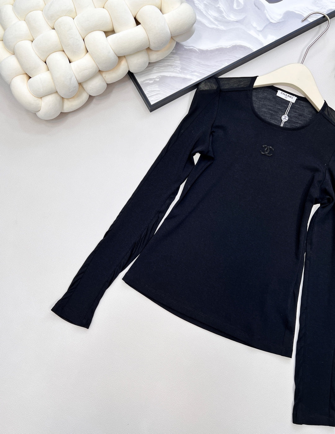 CC 25 long-sleeved shirt black tencel cotton