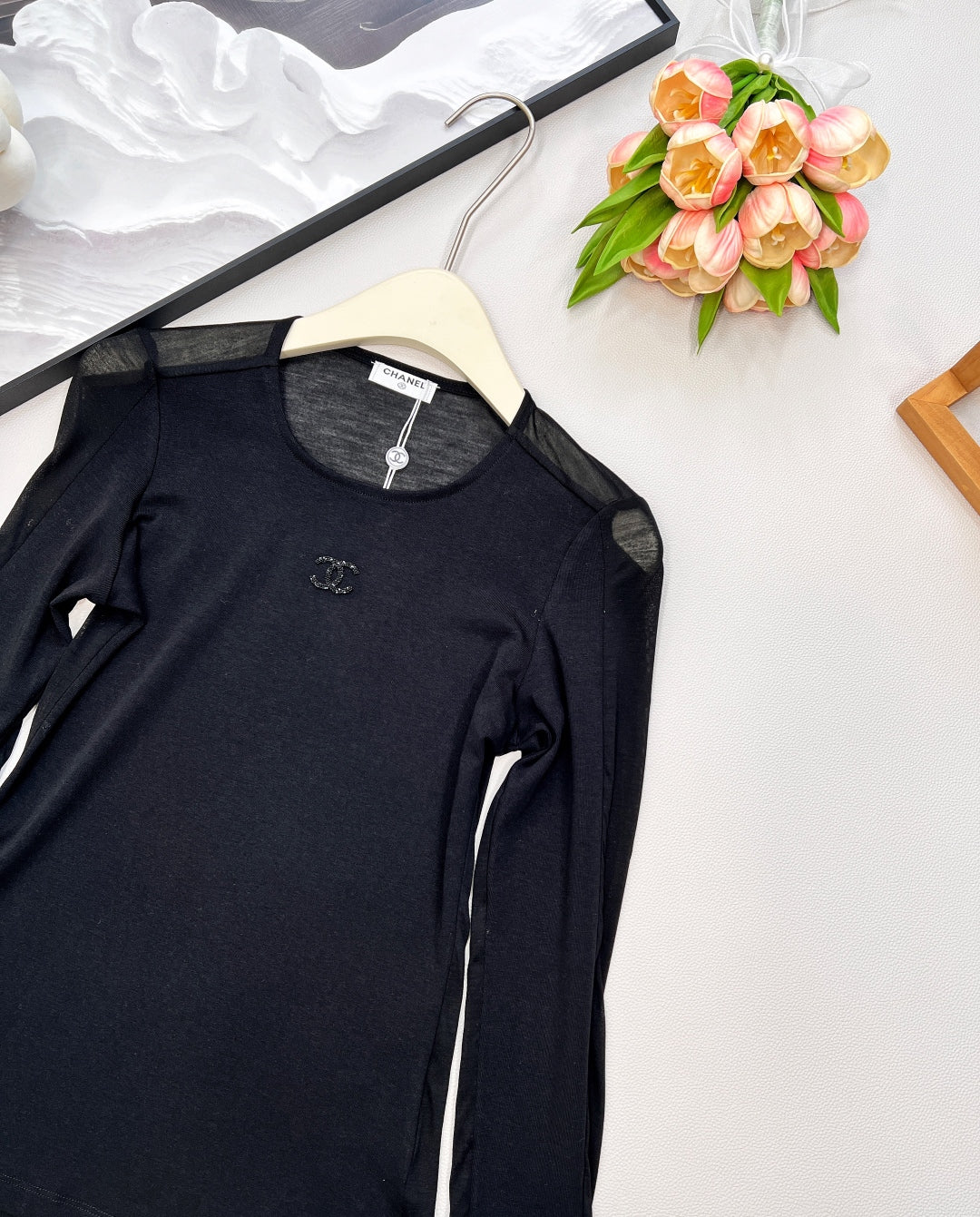 CC 25 long-sleeved shirt black tencel cotton