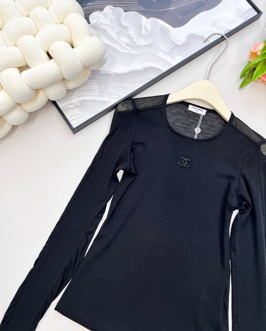 CC 25 long-sleeved shirt black tencel cotton