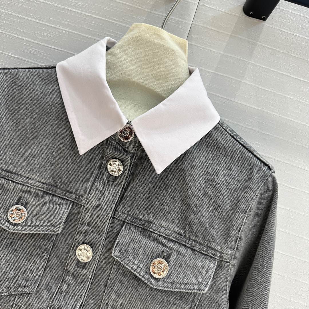 CC 25 Denim Jacket Gray mix White Cotton