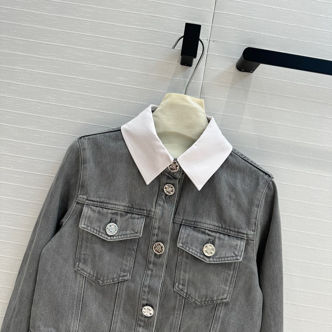 CC 25 Denim Jacket Gray mix White Cotton