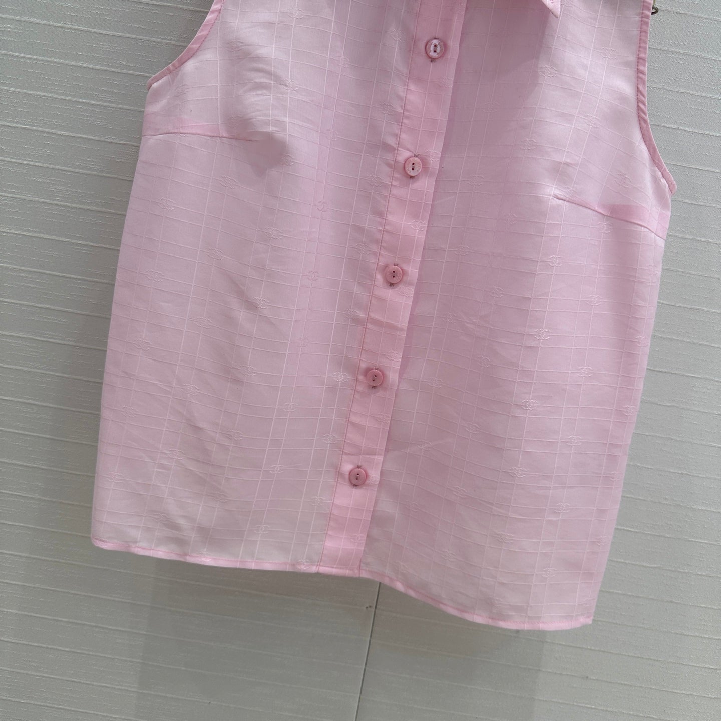 CC 25 Sleeveless Shirt Pink Silk Cotton Fabric