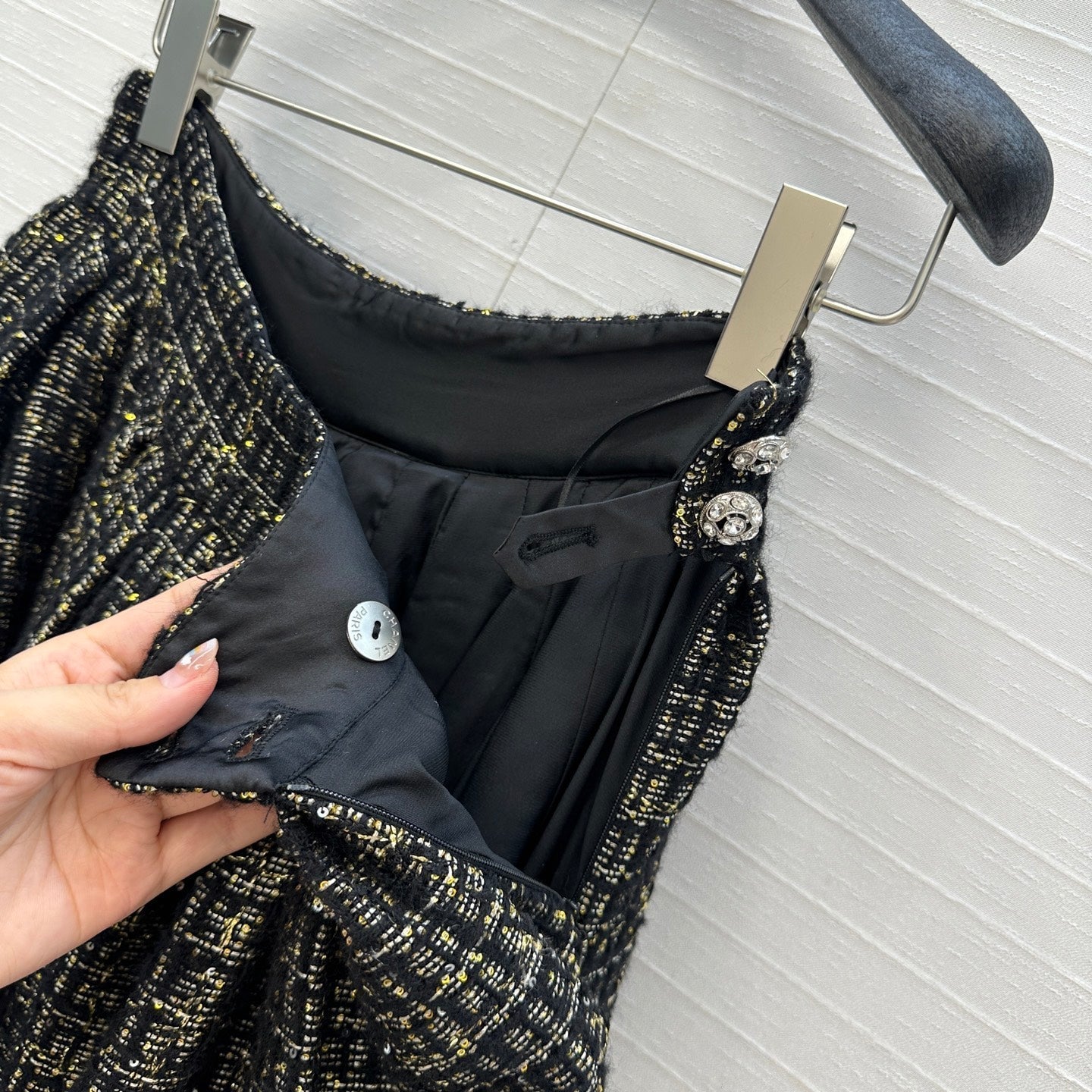 CC 25 Tweed Skirt Black Wool Polyamide