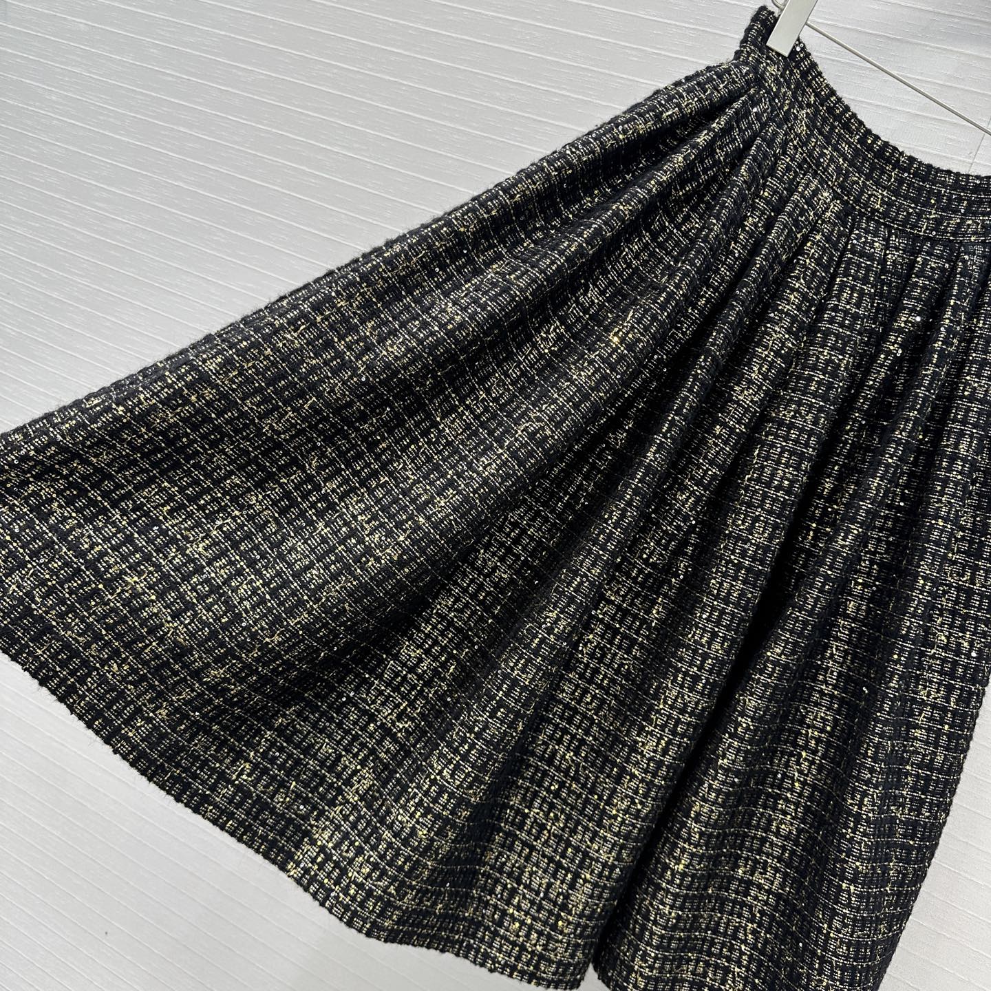 CC 25 Tweed Skirt Black Wool Polyamide
