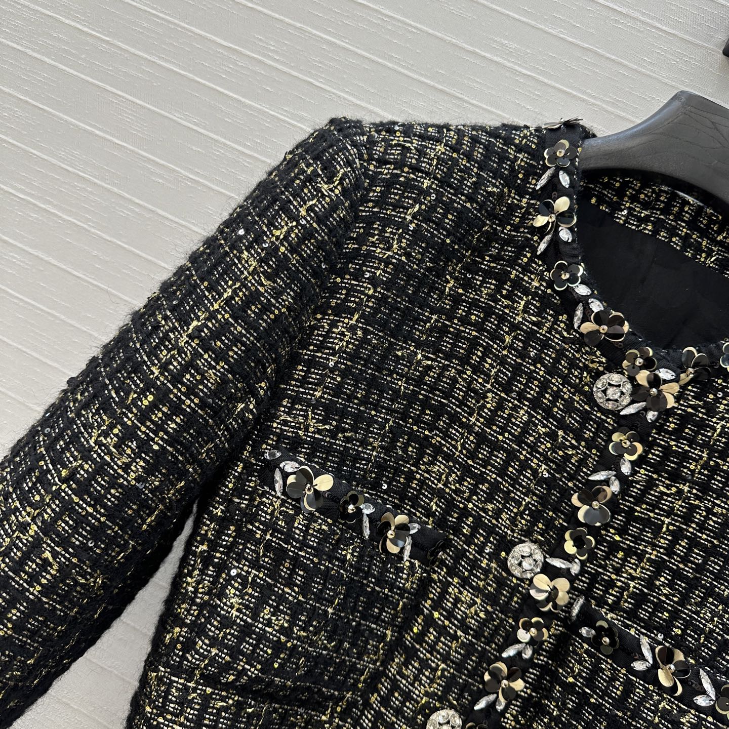 CC 25 Tweed Jacket Black Wool Polyamide