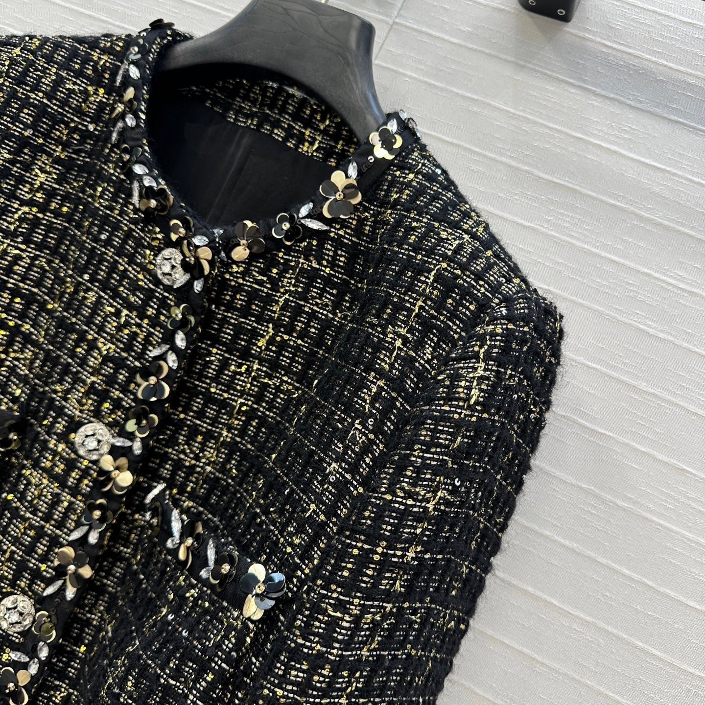 CC 25 Tweed Jacket Black Wool Polyamide
