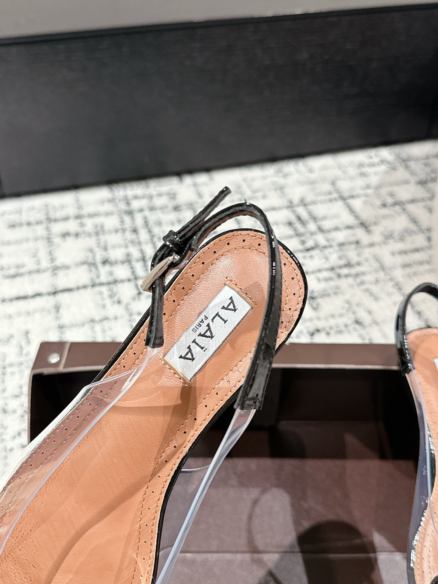 alaia slingbacks flat optic black heart lambskin