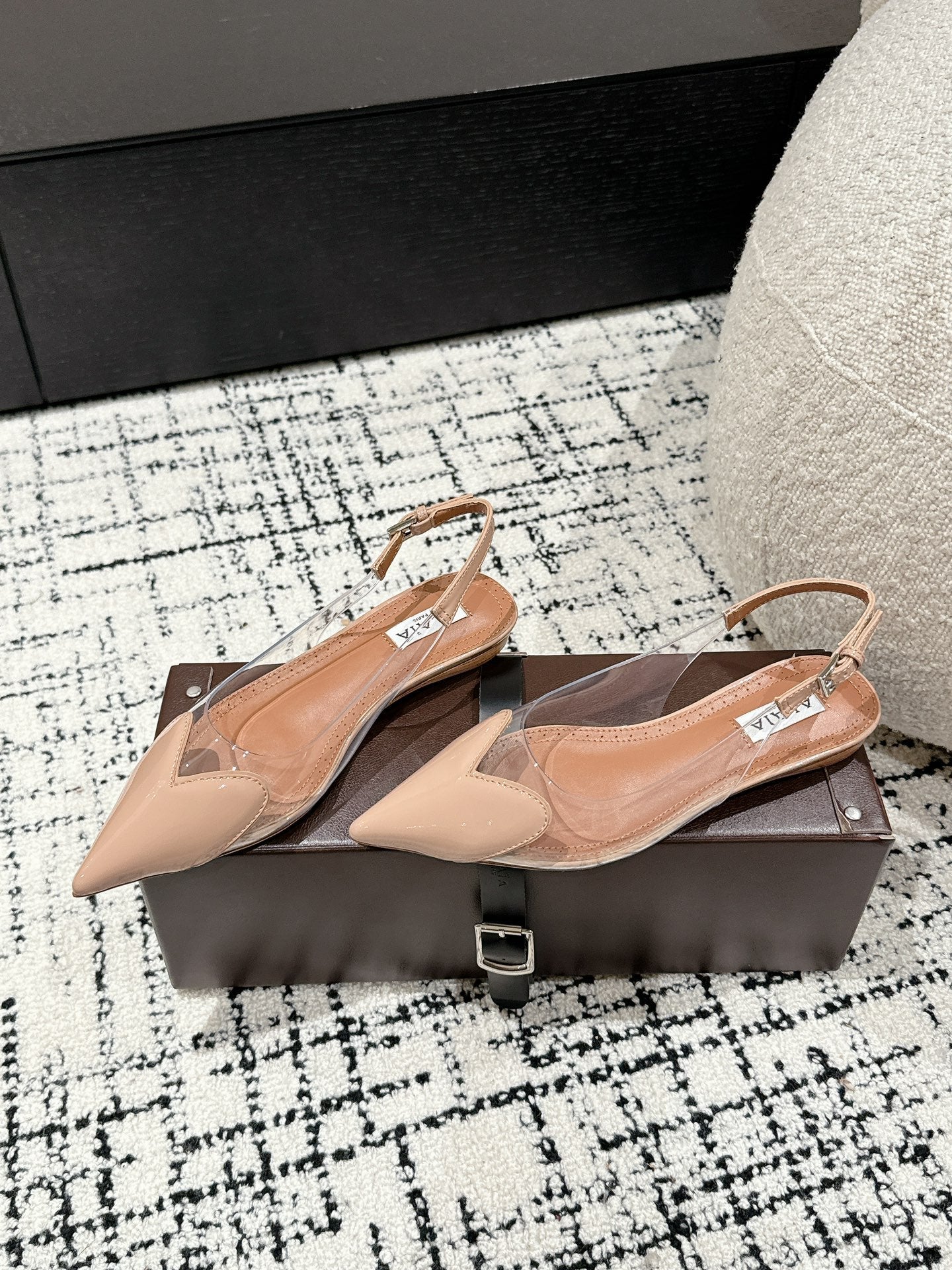alaia slingbacks flat optic beige heart lambskin