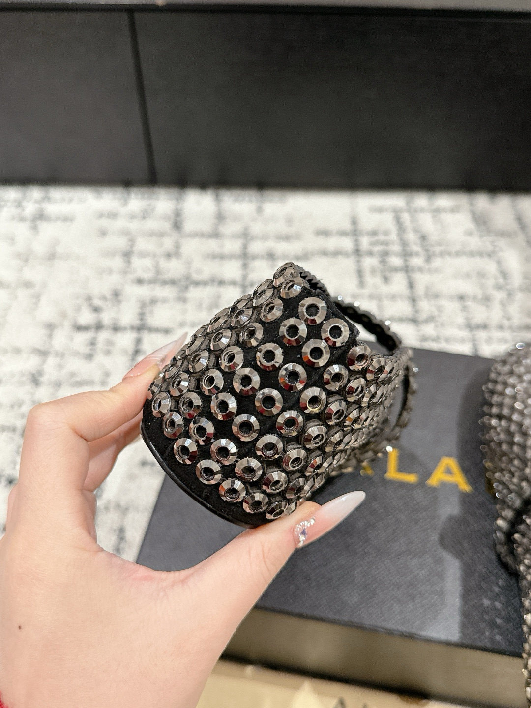 Alaia 25 Embellished Mary Jane Flats Silver Suede 293180