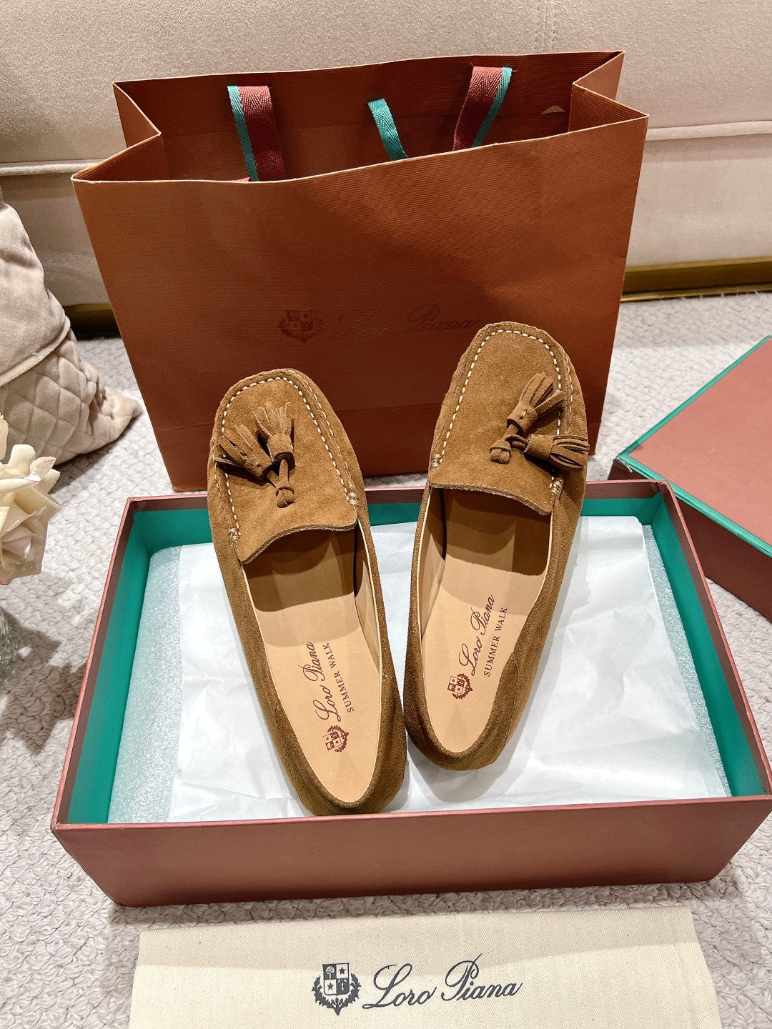 LP Dot sole walk mocassin Copper Brown Suede 215001