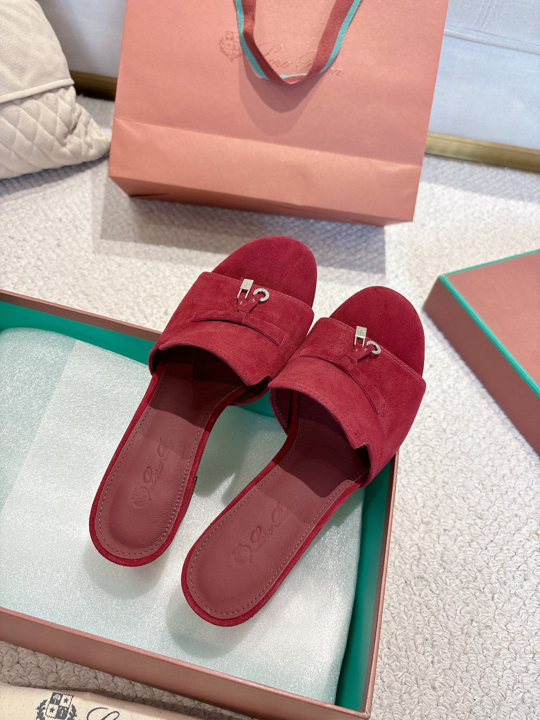 LP 25C Summer Charms Mules 55MM Merlot Pink Suede 215024