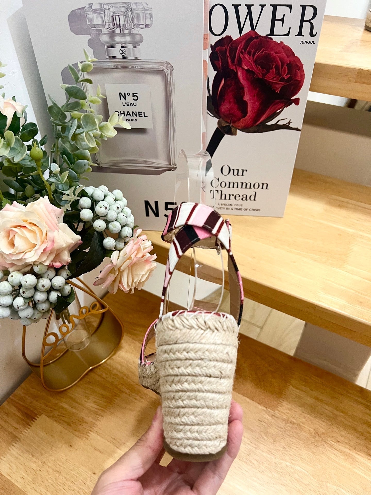 Valentino Wedge Sandals Multicolor Canvas 240576