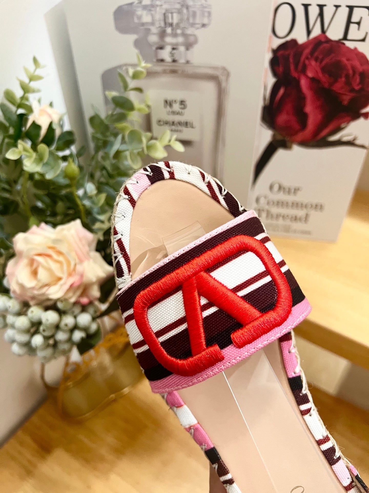 Valentino Wedge Sandals Multicolor Canvas 240576