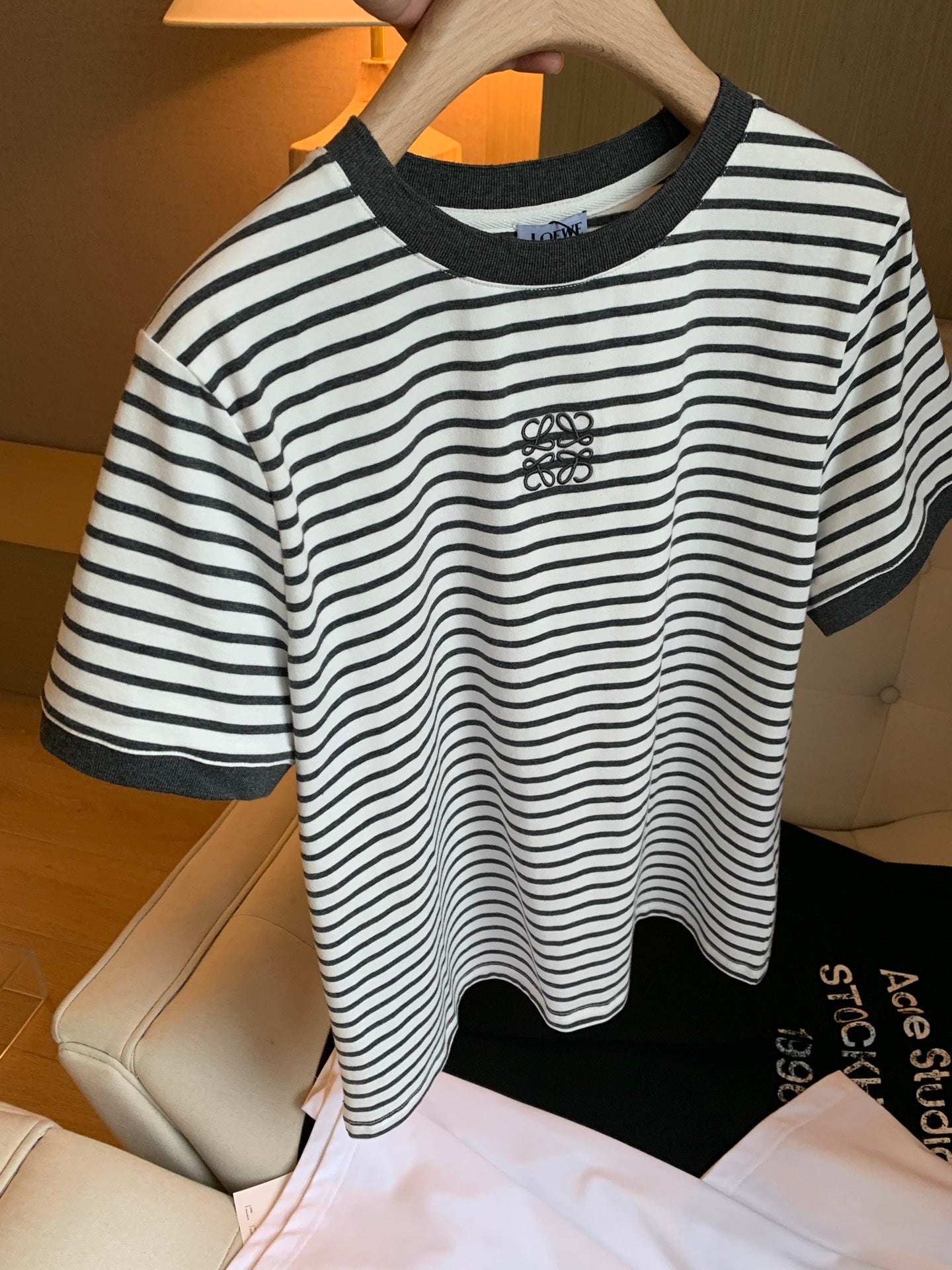Loewe Short Sleeved T-shirt White mix Black Cotton