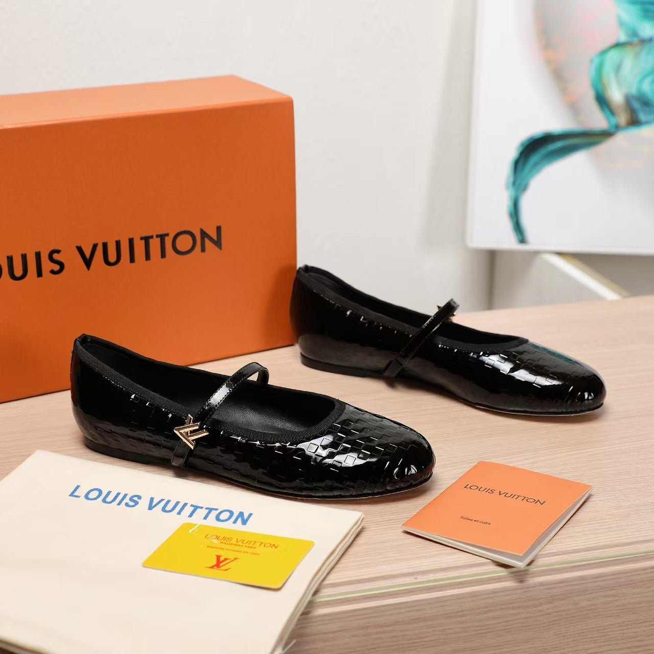 LV Romy Flat Black Damier Patent calf Leather 218322