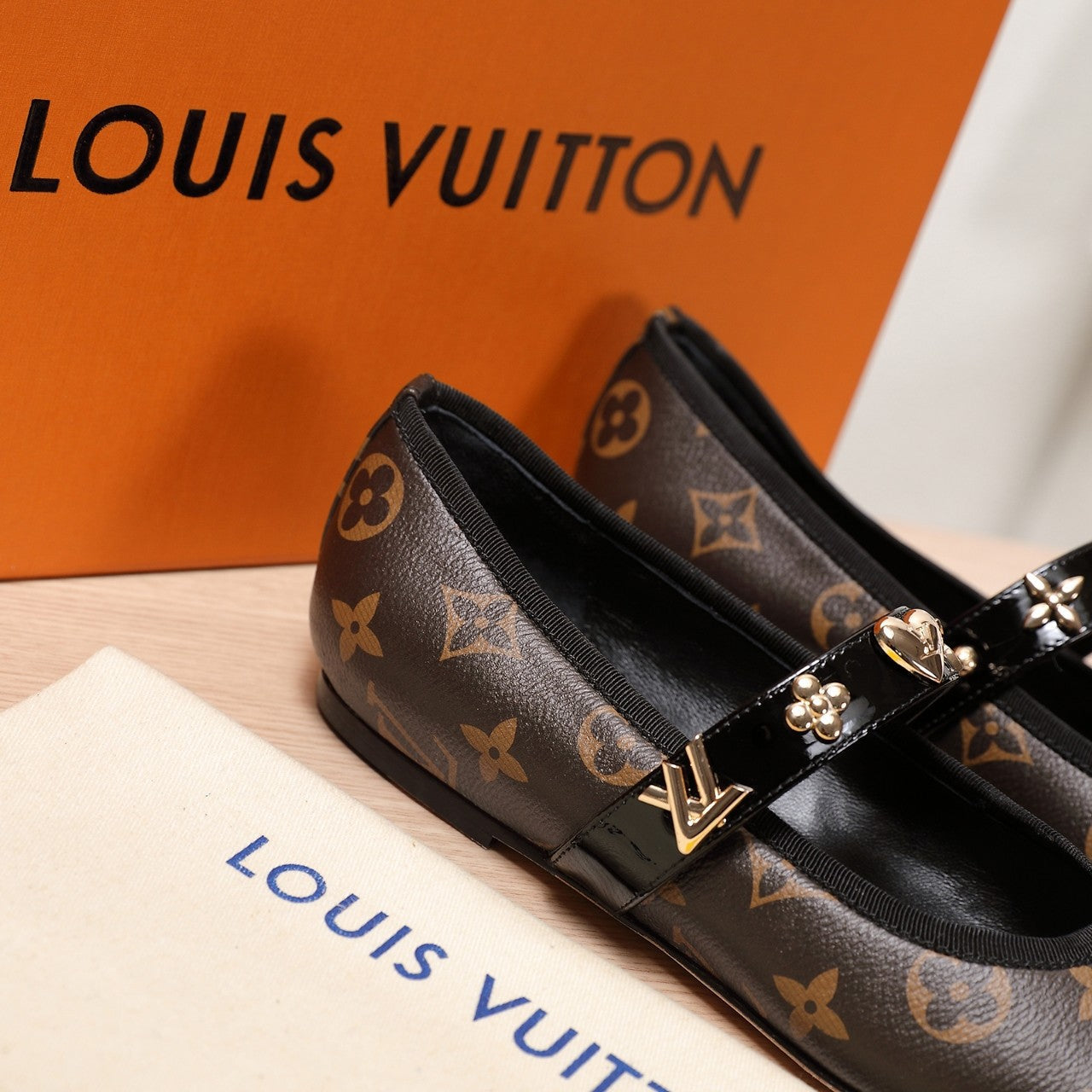 LV 25C Romy Flat Black Monogram Denim Fabric With gold logo 218309