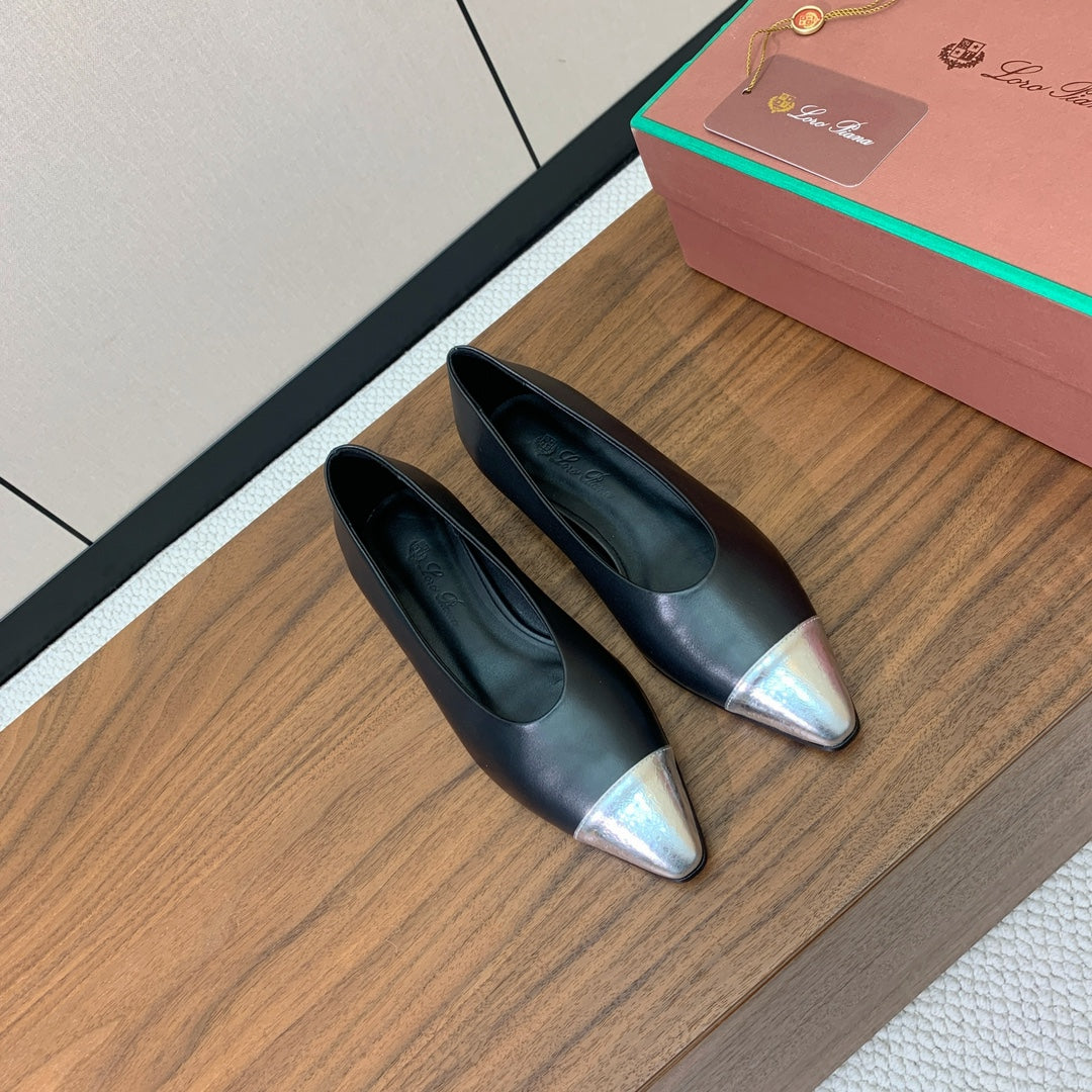 LP Rebecca Ballet Flats In Black Mix Silver Cowhide 984359