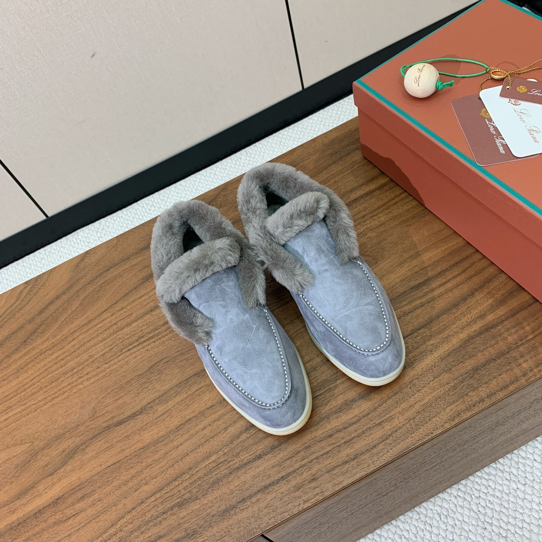 LP Open Walk Ankle Boot In Grey Blue Suede With Wool Fleece Lining 984276