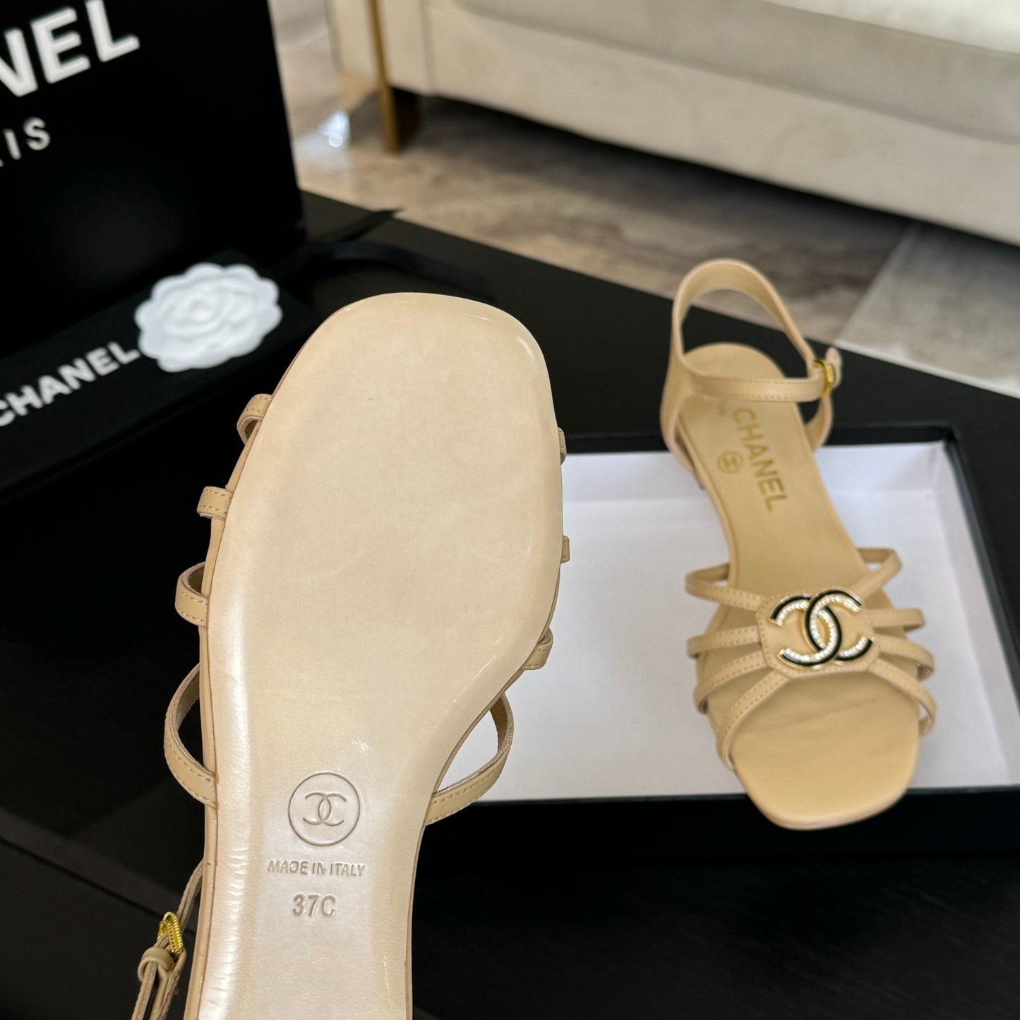 CC 15mm Sandal DarkCream Sheepskin 212923