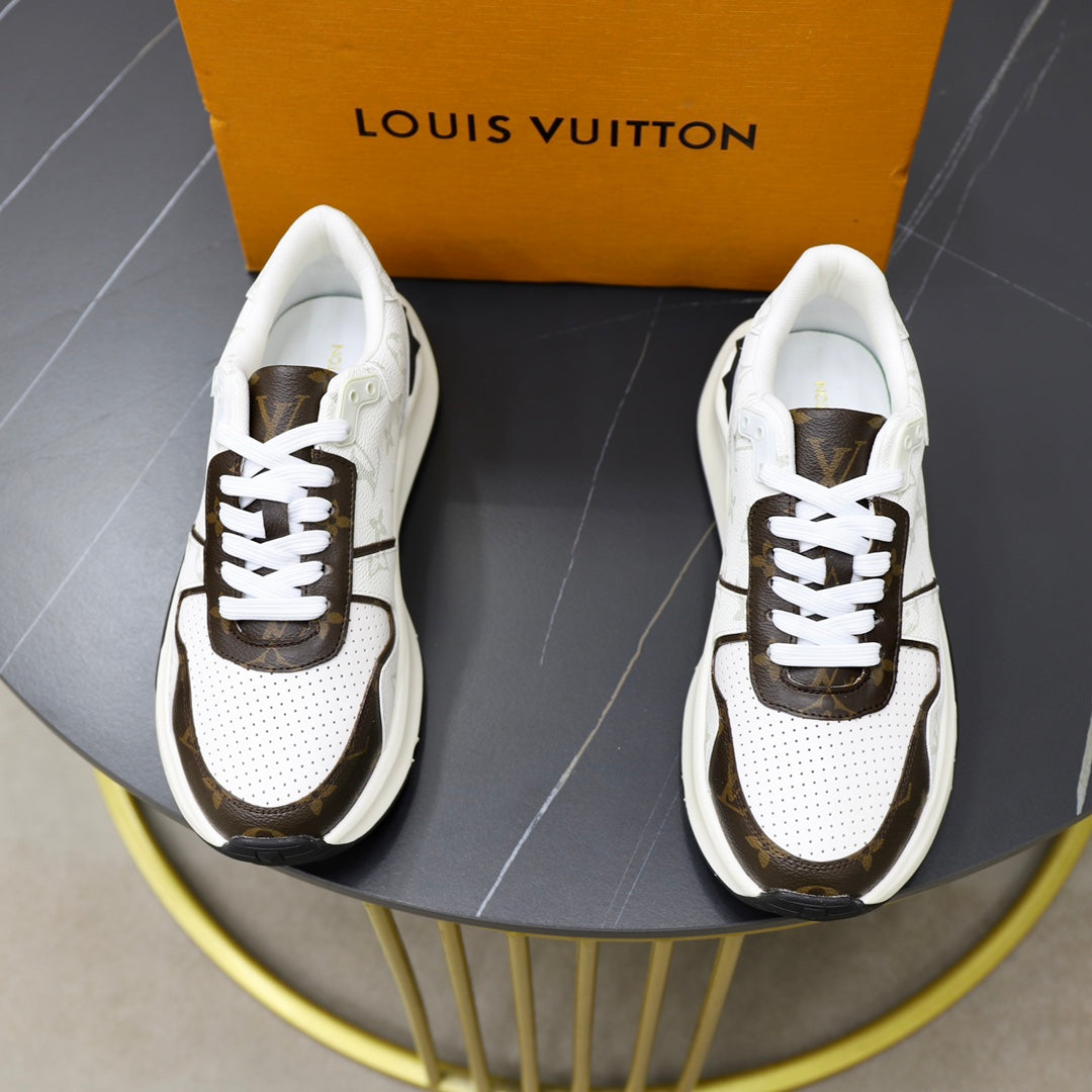 LV RUN AWAY SNEAKER WHITE AND CHOCOLATE BROWN