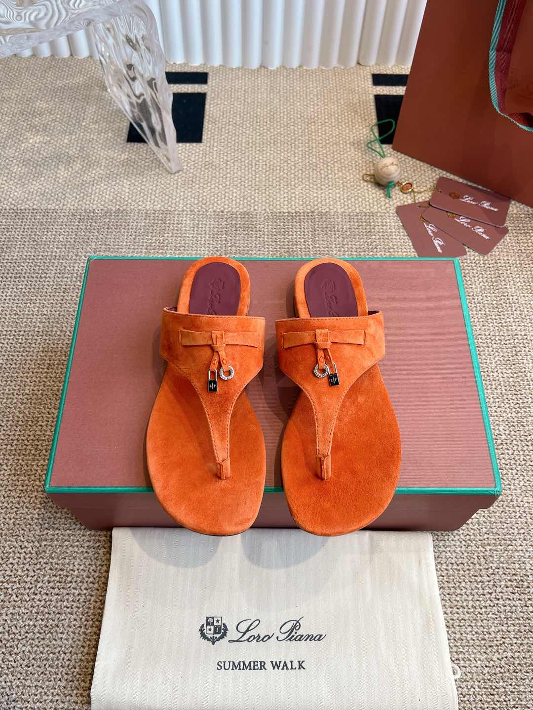 LP 25C Thong Slide Sandal Kyoto Orange Suede 208110