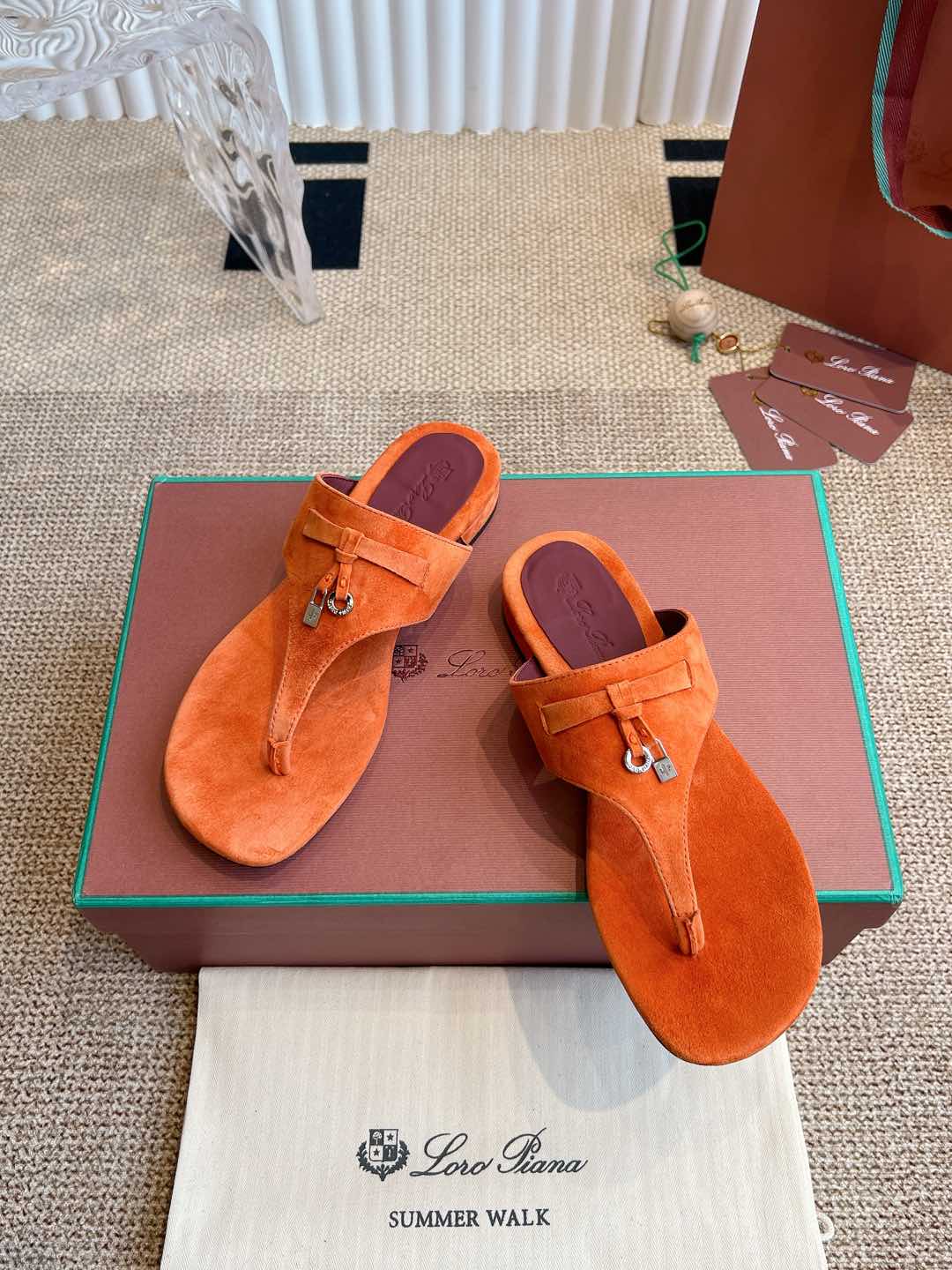 LP 25C Thong Slide Sandal Kyoto Orange Suede 208110