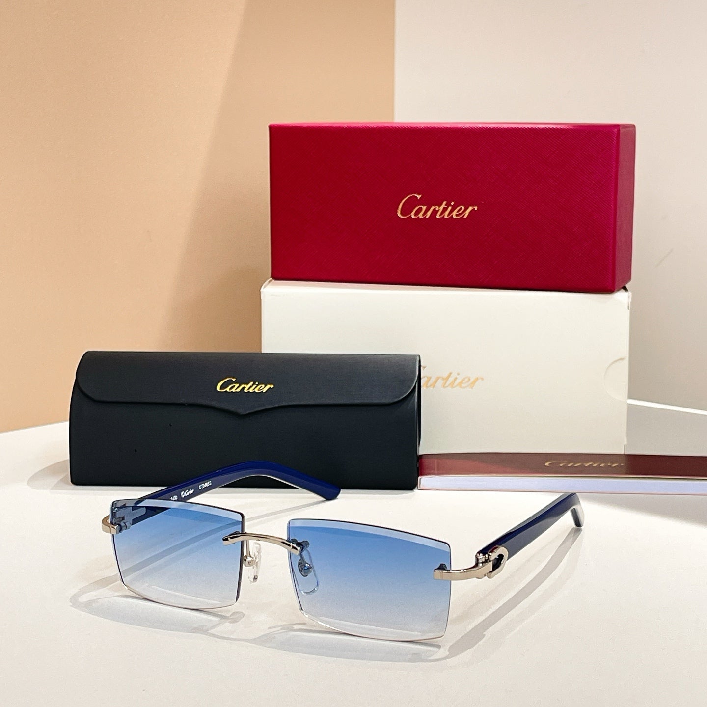 C DE RIMLESS RECTANGULAR FRAME SUNGLASSES 571828 IN METAL
