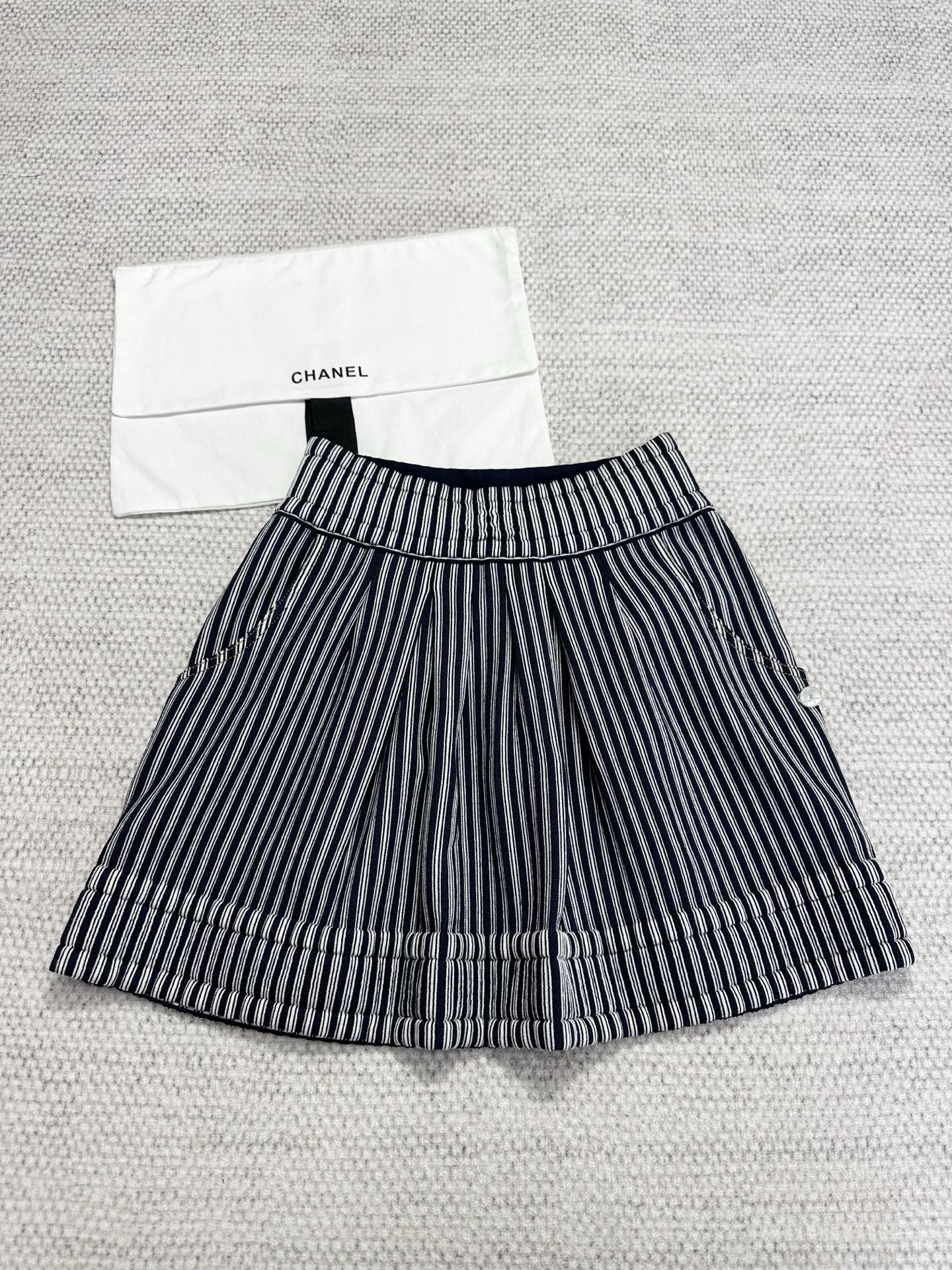 CC 25 Striped Skirt Blue Cotton