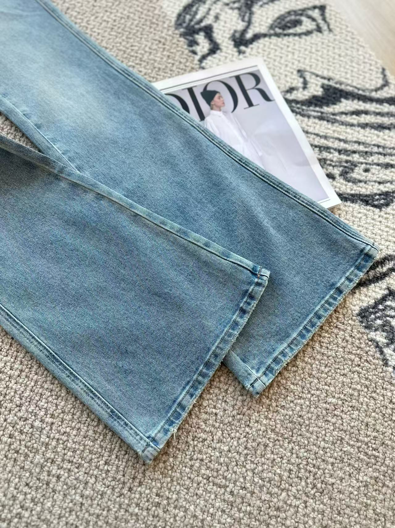 Loewe Embroidered Flared Jeans Blue Cotton