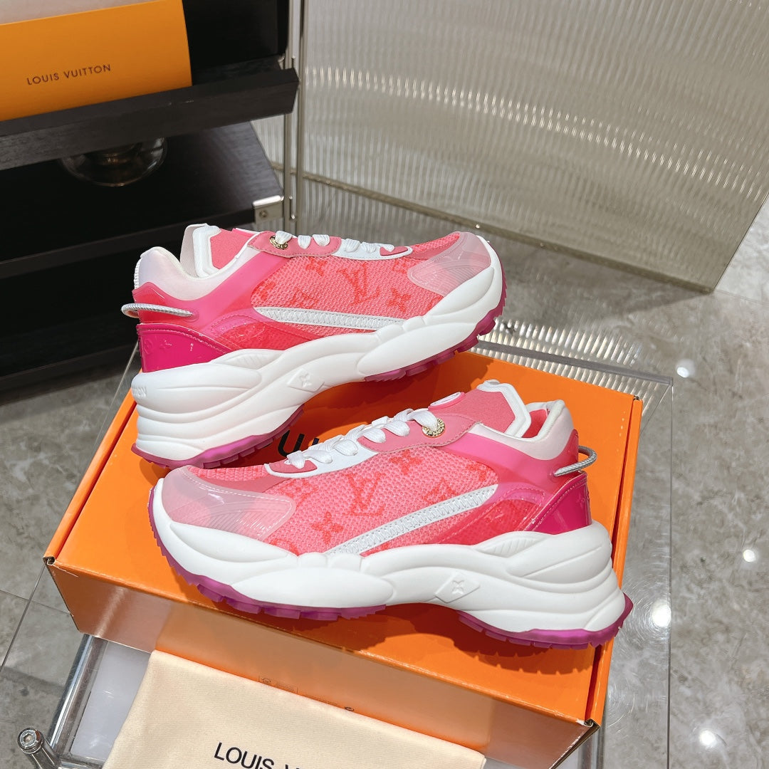 LV Run 55 Sneaker 50mm Red Pastel Monogram Jacquard Fabric