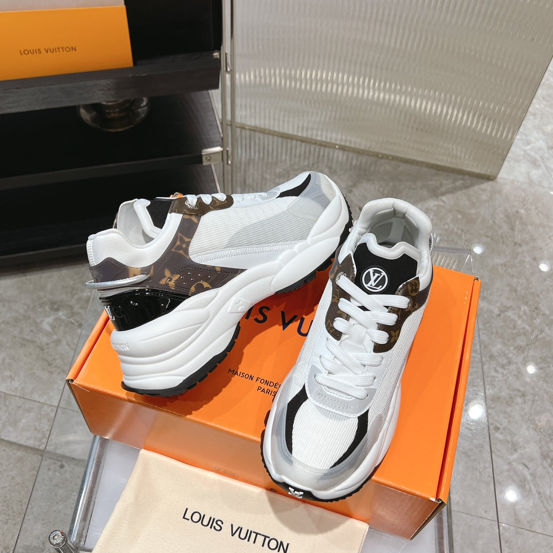 LV Run 55 Sneaker 50mm Brown Black Monogram Polyester Mesh Fabric