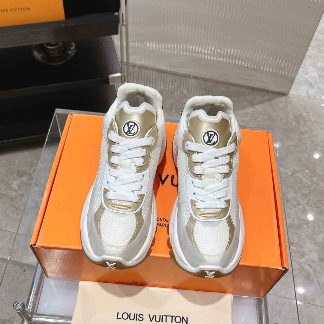 LV Run 55 Sneaker 50mm White Gold Polyester Mesh Fabric