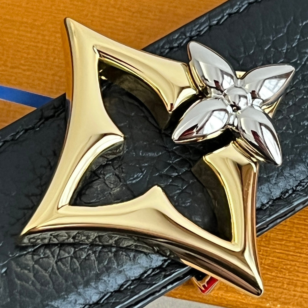 LV Flowergram 30mm Reversible Belt Black Brown Empreinte Calfskin