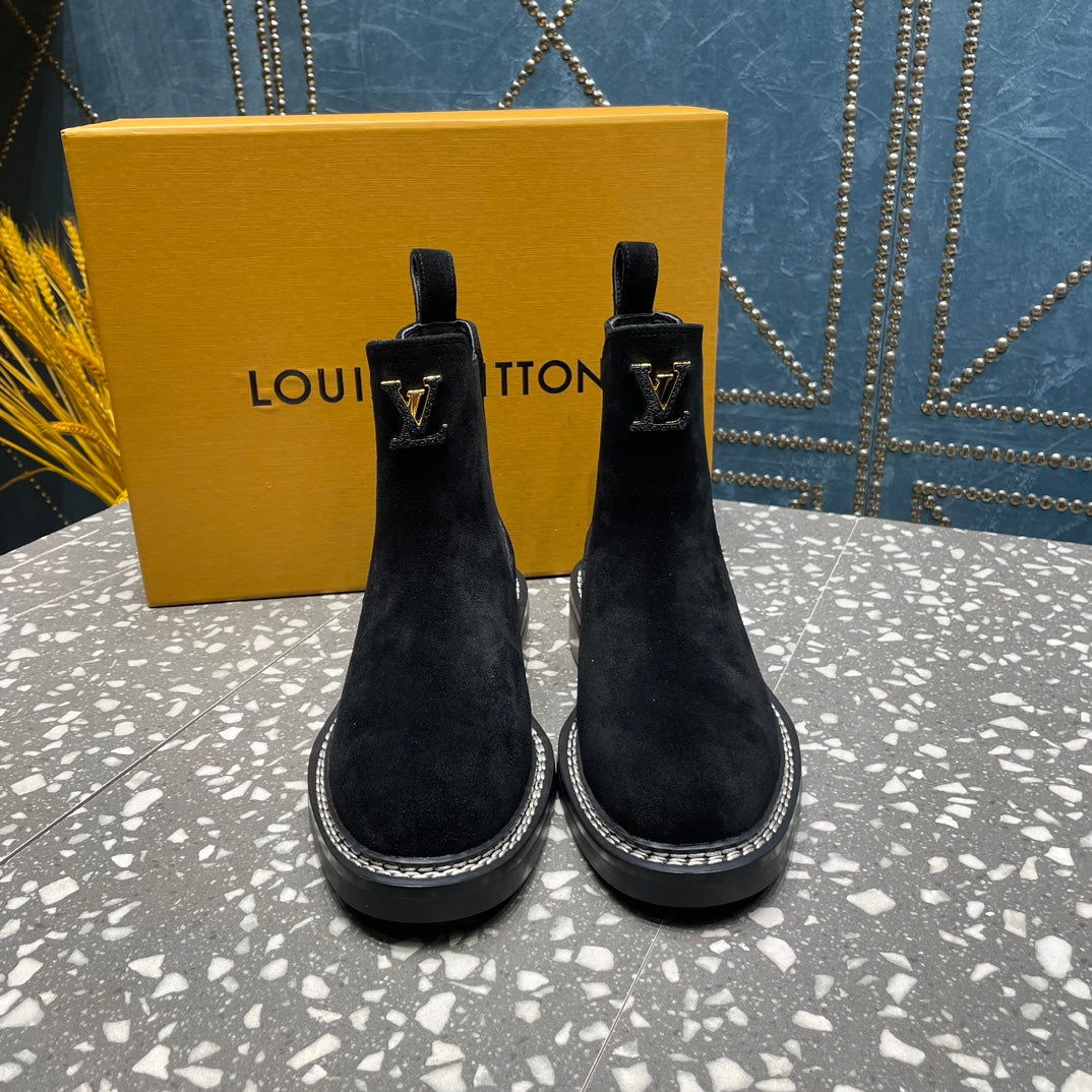 LV Beaubourg Ankle Boots Black Suede