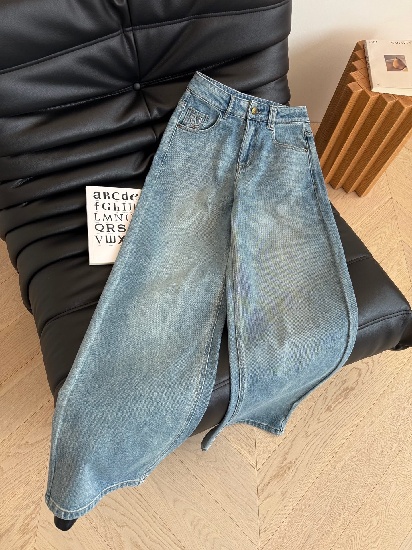 Loewe 25 Embroidered Straight Jeans Denim Cotton