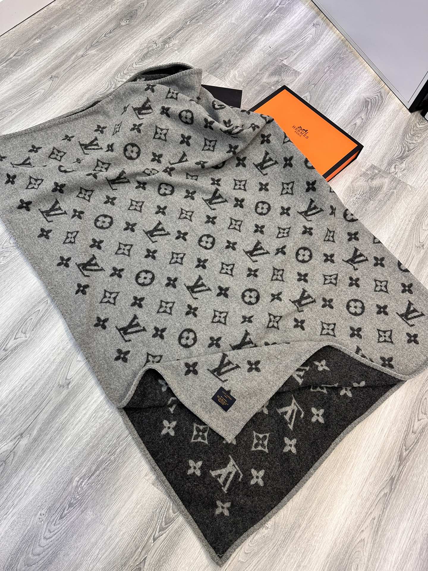 LV Neo Monogram Black White Wool Cashmere