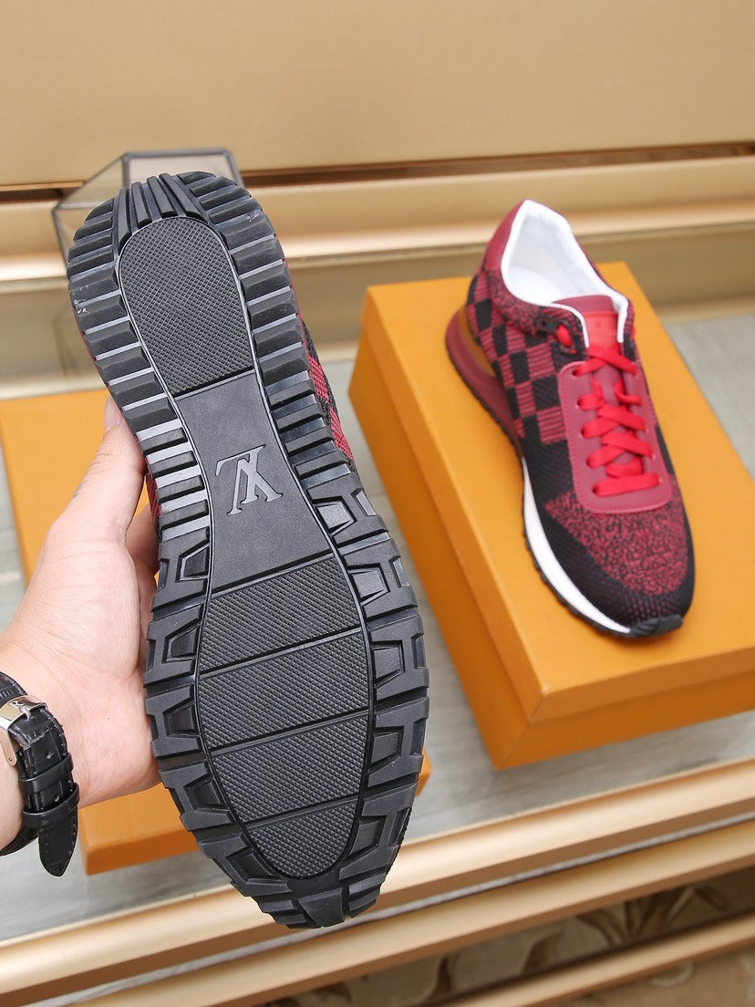 LV CLASSIC SNEAKER IN BLACK MIX SCARLET RED DAMIER