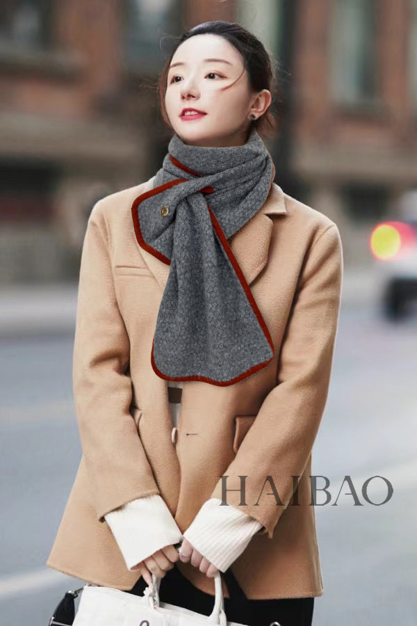 LP Scarf 125 CM In Dark Grey With Red Border Cashmere 201756
