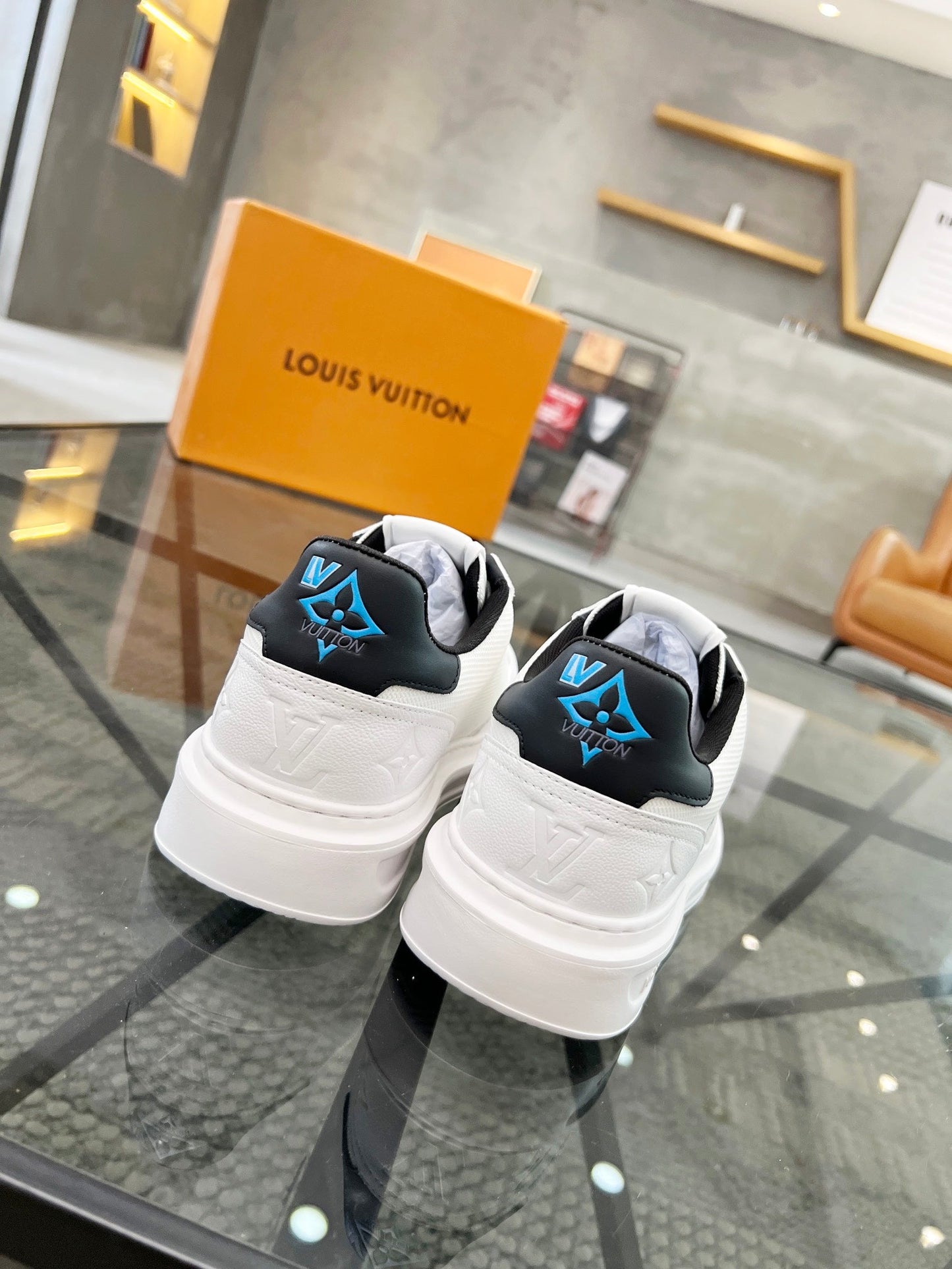 BEVERLY HILLS TRAINERS WHITE MIX BLACK CALFSKIN AND MESH FABRIC
