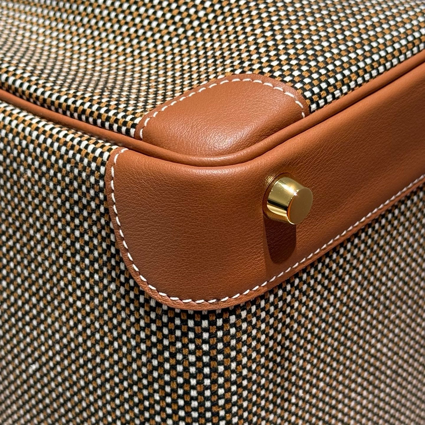 HM Birkin 30cm Gold Swift Leather Brown Canvas Gold Hardware