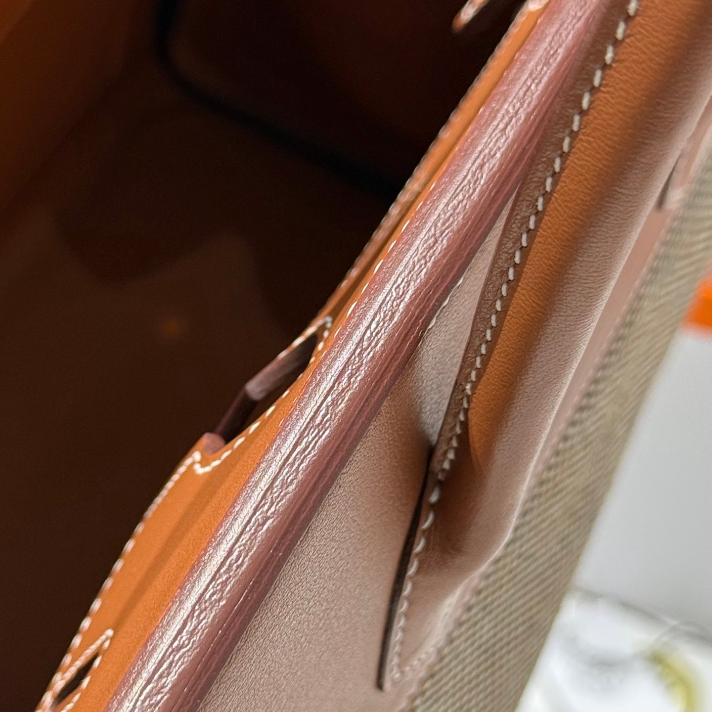 HM Birkin 30cm Gold Swift Leather Brown Canvas Gold Hardware