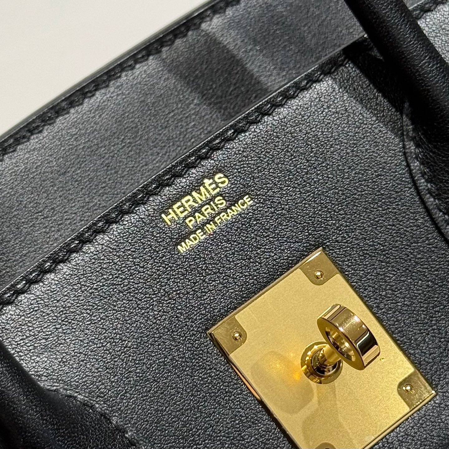 HM Birkin 30cm Black Swift Leather Dark Grey Canvas Gold Hardware