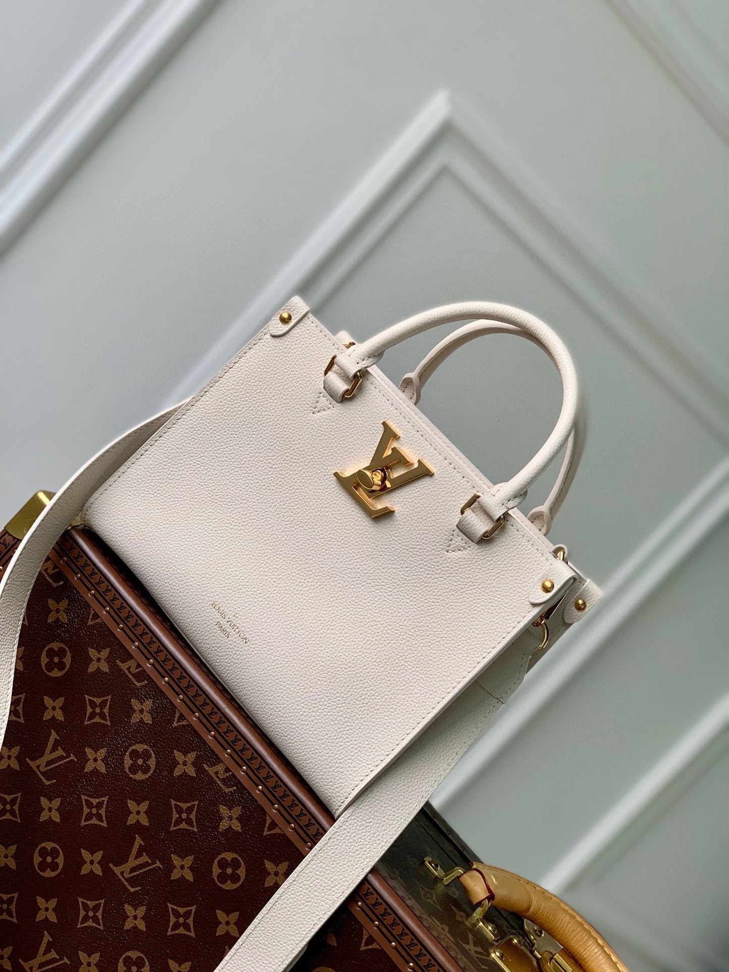 LV Lock&Go Bag White Gold Cowhide 240848
