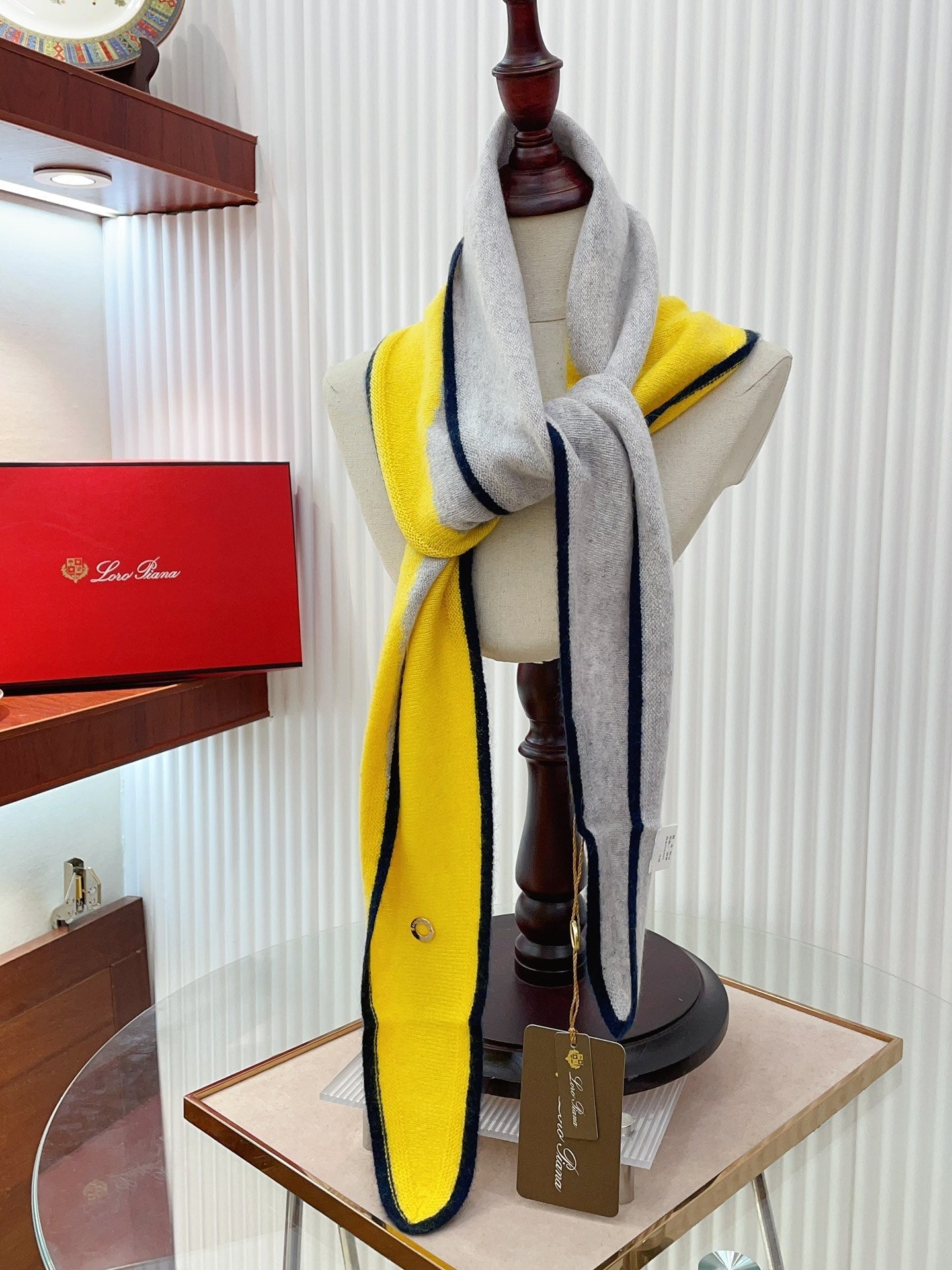LP Yodo Scarf 150 CM In Grey Mix Yellow Cashmere 130489
