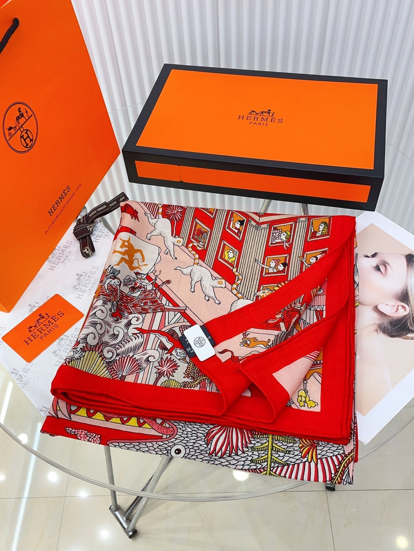 Animapolis Scarf Limited Edition 140 CM In Colorful Cashmere And Silk 306573