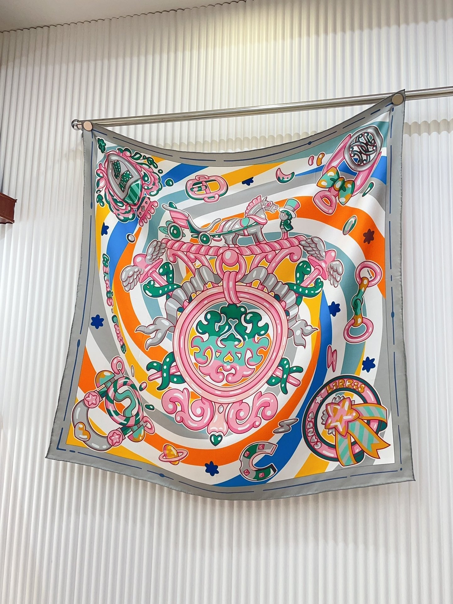 Candy Libris Scarf 90 CM In Pink Colorful Silk Twill 319213