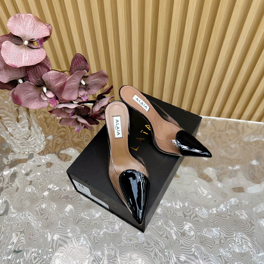 Alaila Mule 100mm In Black Lambskin 957217