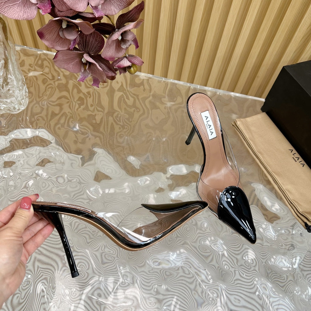 Alaila Mule 100mm In Black Lambskin 957217
